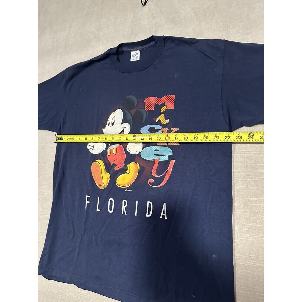 Vintage Walt Disney Mickey Mouse Florida Velva Sheen T-Shirt Size XL USA Blue - Picture 8 of 9